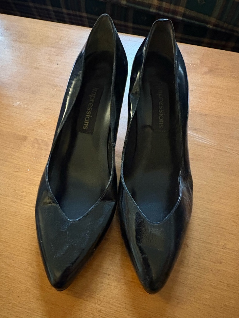 Impressions Black Patent Pointed Toe Pumps